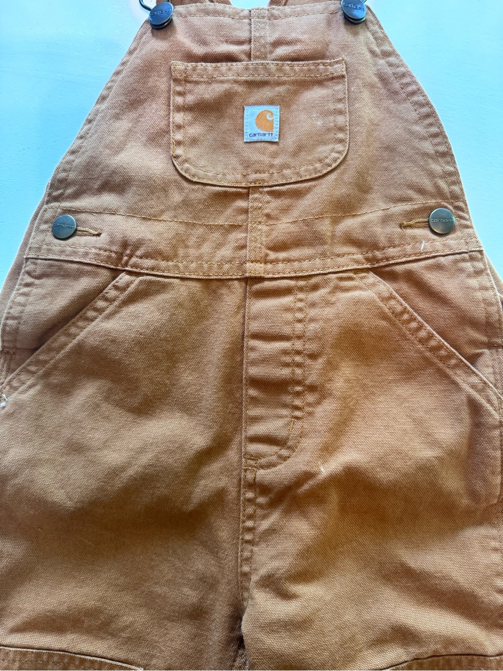 Carhartt Kids Tan/Brown Canvas Overalls - Picture 3 of 7